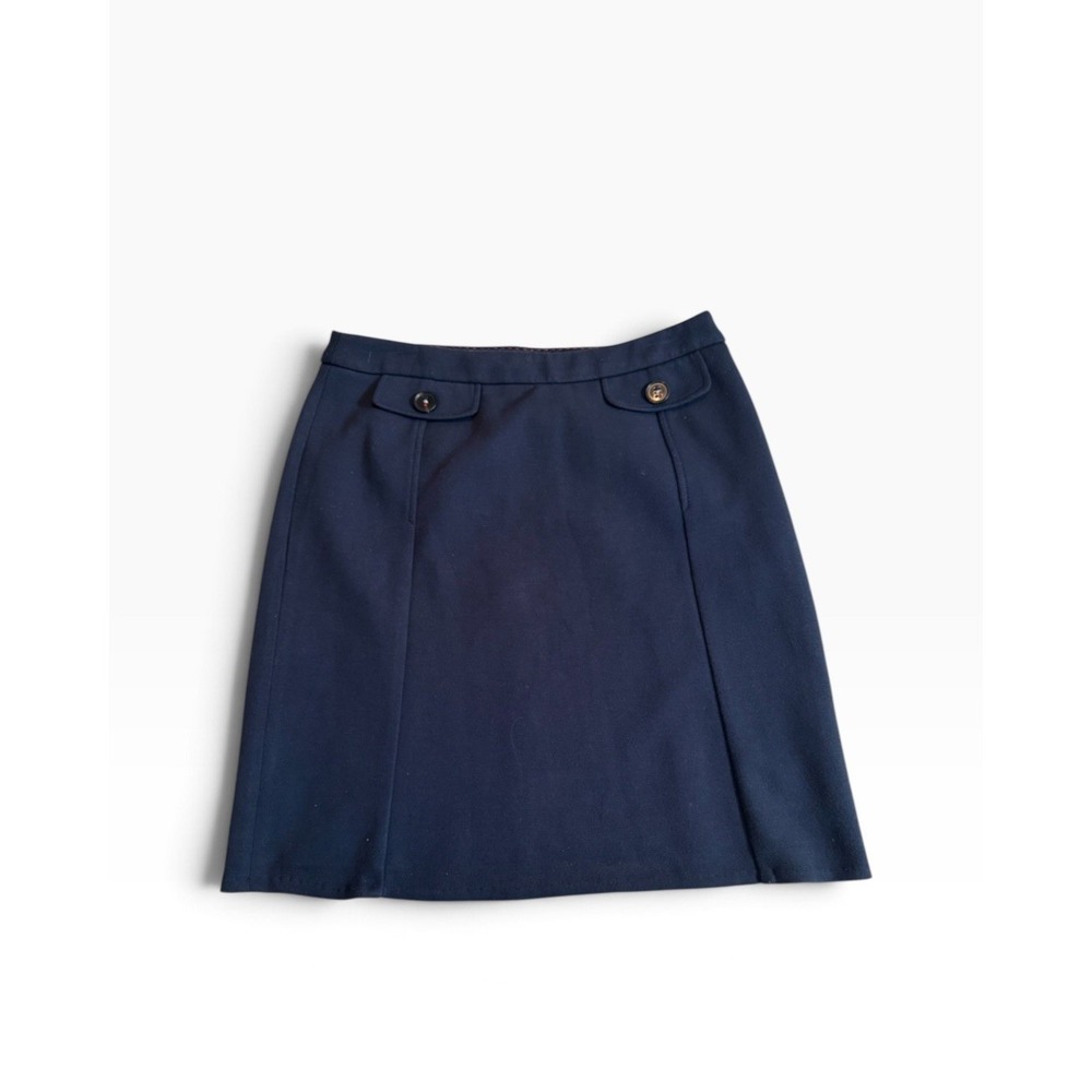 Classic Tommy Hilfiger Navy A-Line Skirt Size 6 Button Detail Preppy Old Money